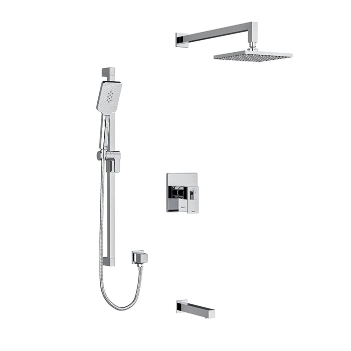 Riobel Kubik 3-Way System With Hand Shower Rail, Shower Head And Tub Spout