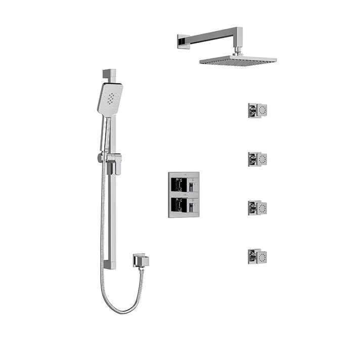 Riobel Kubik System With Hand Shower Rail, 4 Body Jets And Shower Head