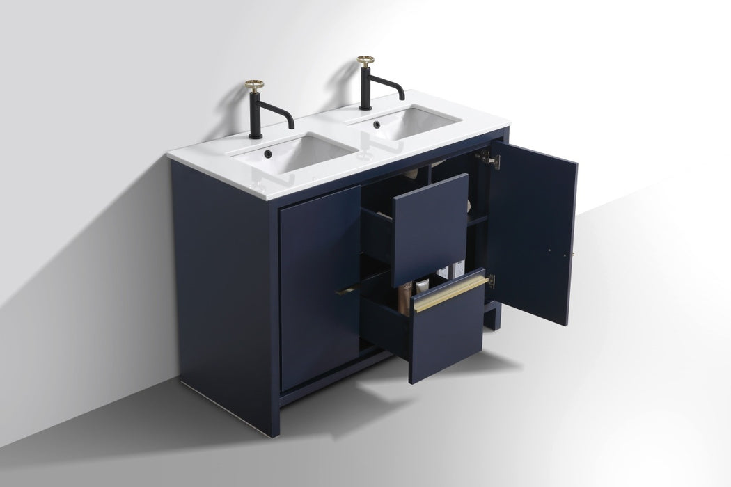 Dolce 48″ Double Sink Modern Bathroom Vanity with Quartz Counter-Top
