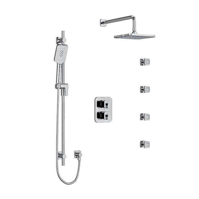 Riobel Equinox System With Hand Shower Rail, 4 Body Jets And Shower Head