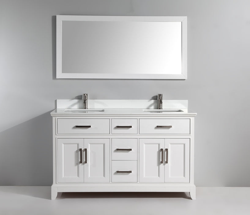 Washington 60" Double Sink Bathroom Vanity Set with Sink and Mirror