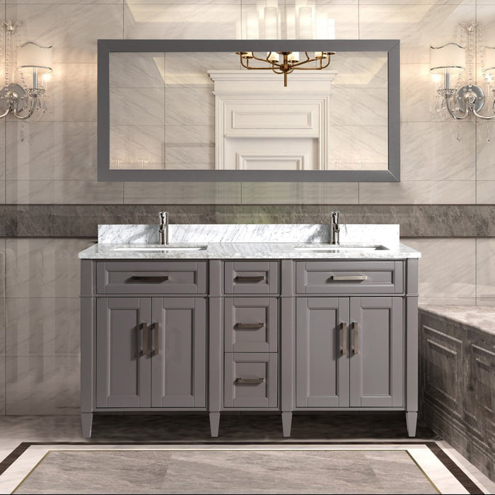 Sydney 60" Double Sink Bathroom Vanity Set with Sink and Mirror